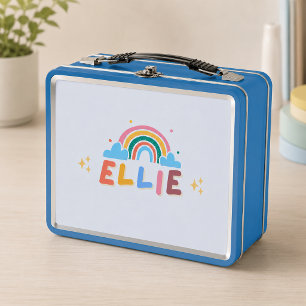 Cute Colourful Rainbow Kids School Personalized Metal Lunch Box