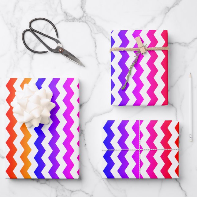Cute Colourful Rainbow Ombre and White Pattern  Wrapping Paper Sheet (Front)
