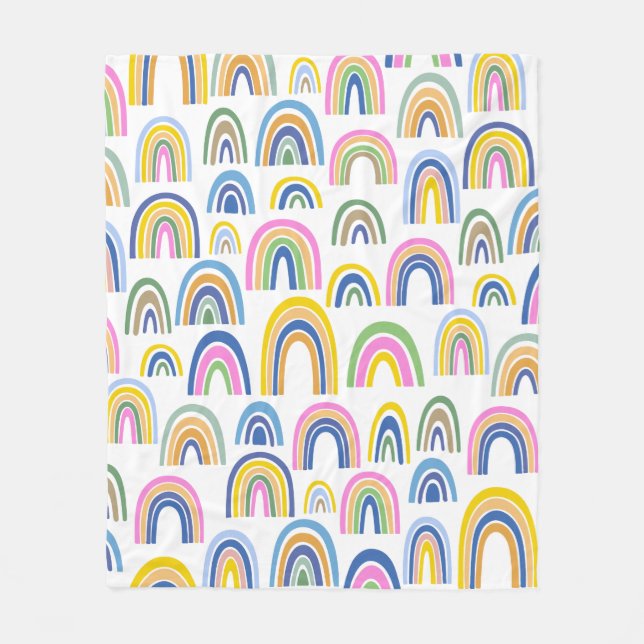 Cute Colourful Rainbow Pattern in Pink and Yellow  Fleece Blanket (Front)