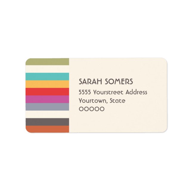 Cute Colourful Rainbow Stripes Label (Front)