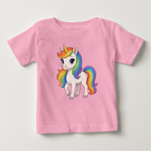 Cute, Colourful Rainbow unicorn Baby T-Shirt