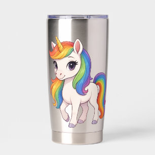 Cute, Colourful Rainbow unicorn Insulated Tumbler