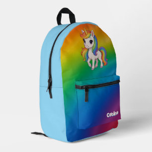 Cute colourful rainbow unicorn printed backpack