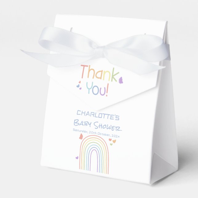 Cute Colourful Rainbow with Hearts Baby Shower Favor Box (Front Side)