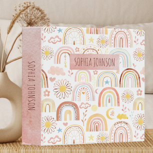 Cute Colourful Rainbows and Daisy Flowers Abstract Binder