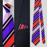 Cute Colourful Red Blue Stripes Pattern          Tie<br><div class="desc">Cute Colourful Red Blue Stripes Pattern neck tie.</div>