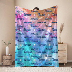 Cute colourful repeating name personalized fleece blanket