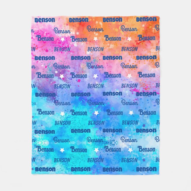 Cute colourful repeating name personalized fleece blanket (Front)