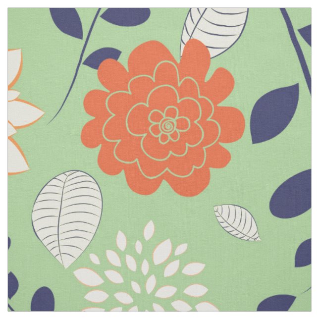 Cute Colourful Retro Floral Pattern Fabric (Swatch)