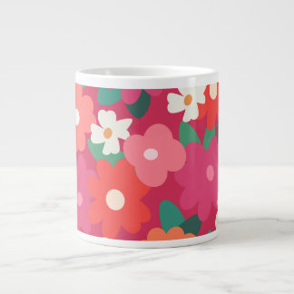 Cute Colourful Retro Florals         Large Coffee Mug