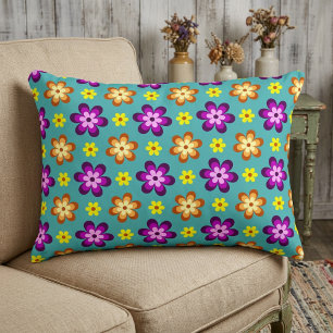 Cute Colourful Retro Flowers Accent Pillow