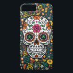 Cute Colourful Retro Flowers Sugar Skull iPhone 8 Plus/7 Plus Case<br><div class="desc">Colourful cute retro floral sugar skull.</div>