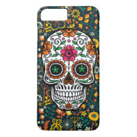 Cute Colourful Retro Flowers Sugar Skull