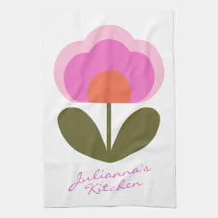 Cute Colourful Retro Scandinavian Flower Custom Kitchen Towel