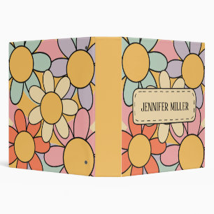 Cute colourful retro style daisy flowers binder
