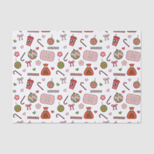Cute Colourful Retro White Christmas Tissue Paper