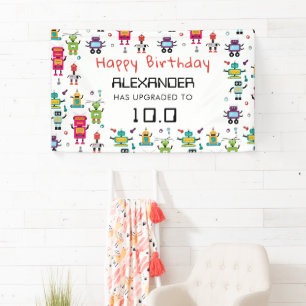 Cute Colourful Robots Kids Robot Birthday Party Banner