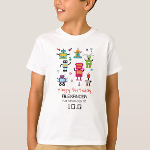 Cute Colourful Robots Kids Robot Birthday Party T-Shirt