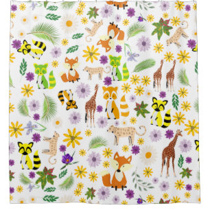 Cute colourful safari pattern giraffe kids white
