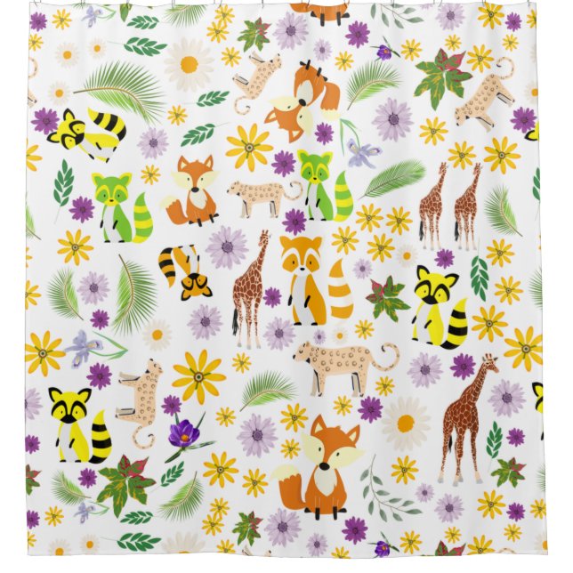 Cute colourful safari pattern giraffe kids white (Front)