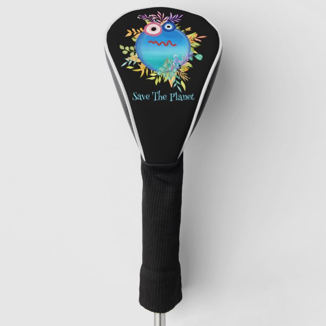 Cute Colourful Save The Planet Collection Golf Head Cover (Front)