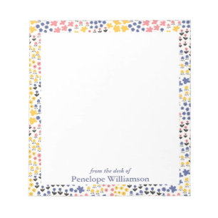 Cute Colourful Scandi Flower Doodles Personalized Notepad