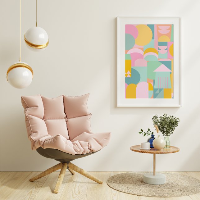 Cute Colourful Scandinavian Geometric Shape Collag Poster (Creator Uploaded)