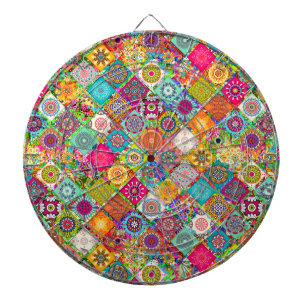 Cute colourful seamless decorative pattern 3 ring dartboard