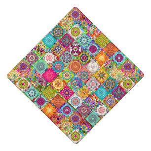 Cute colourful seamless decorative pattern graduation cap topper