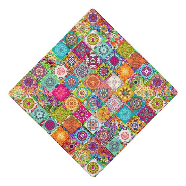 Cute colourful seamless decorative pattern graduation cap topper (Front)