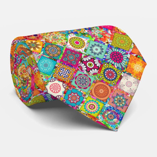 Cute colourful seamless decorative pattern tie (Rolled)