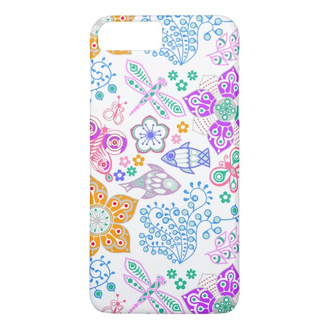 Cute colourful seamless floral nature pattern Case-Mate iPhone case (Back)