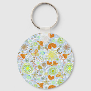 Cute colourful seamless flowers patterns throw pil keychain