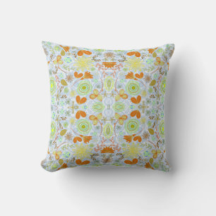 Cute colourful seamless flowers patterns throw pillow