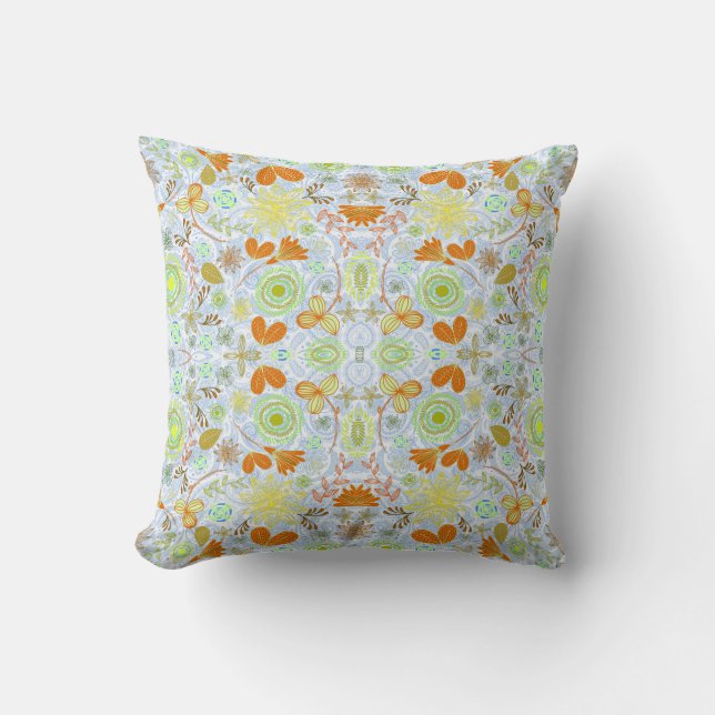 Cute colourful seamless flowers patterns throw pillow (Front)