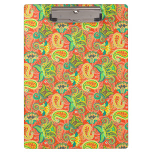 Cute colourful seamless paisley pattern clipboard