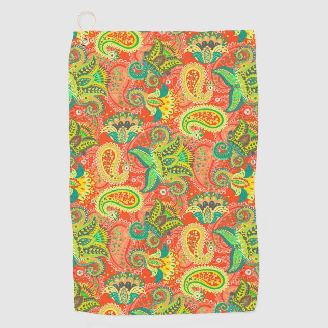 Cute colourful seamless paisley pattern golf towel (Front)