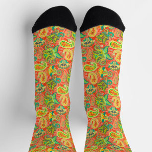 Cute colourful seamless paisley pattern socks