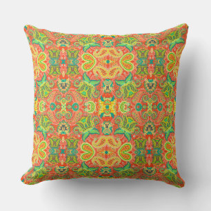 Cute colourful seamless paisley pattern throw pillow