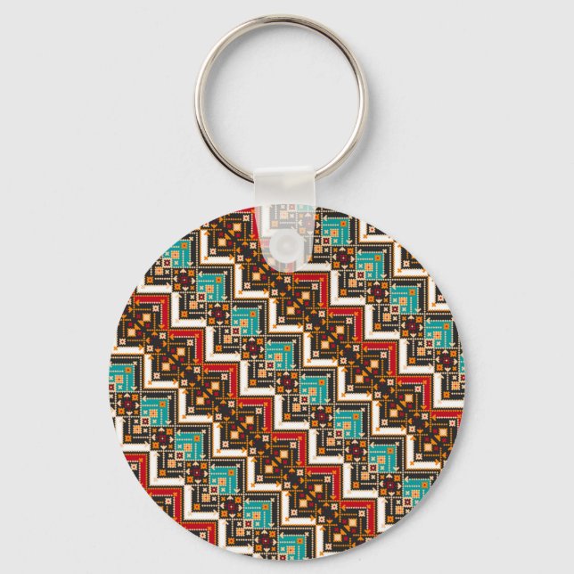 Cute colourful seamless ukrainian pattern keychain (Front)