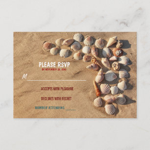 cute colourful seashells beach wedding RSVP cards