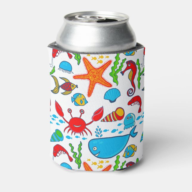 Cute Colourful See-life Illustration Pattern Can Cooler (Can Back)