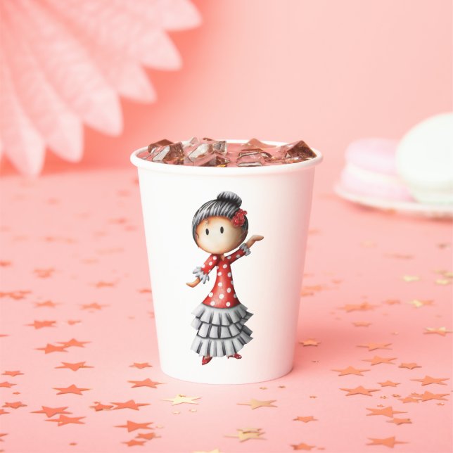 Cute Colourful Sevillana Flamenco Dancer Party  Paper Cups (Insitu)