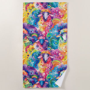 Cute colourful sheep pattern  beach towel