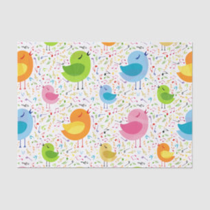 Cute Colourful Singing  Birds & Music Notes Patter Tissue Paper