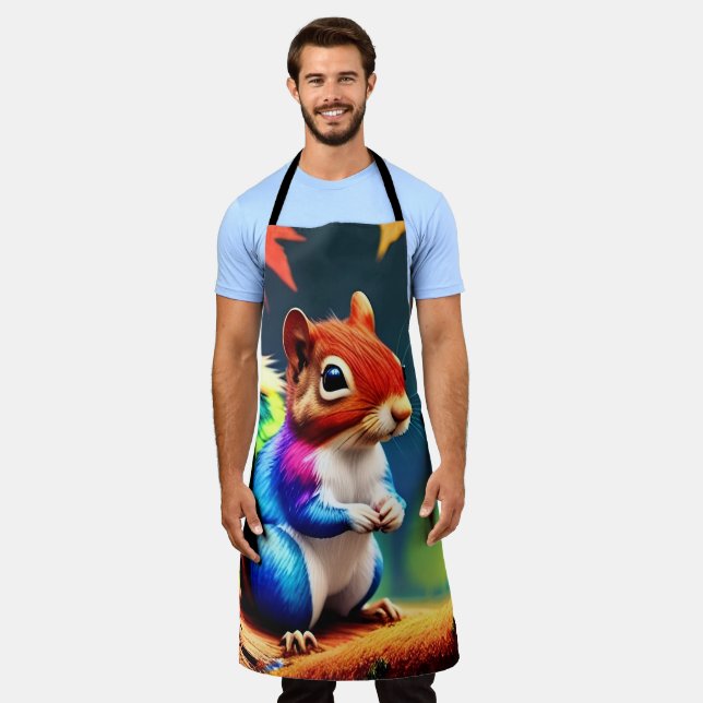 Cute Colourful Sitting Squirrel Apron (Worn)