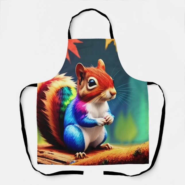 Cute Colourful Sitting Squirrel Apron (Front)