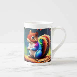 Cute Colourful Sitting Squirrel Bone China Mug