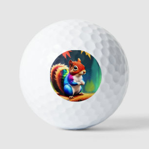 Cute Colourful Sitting Squirrel Golf Balls