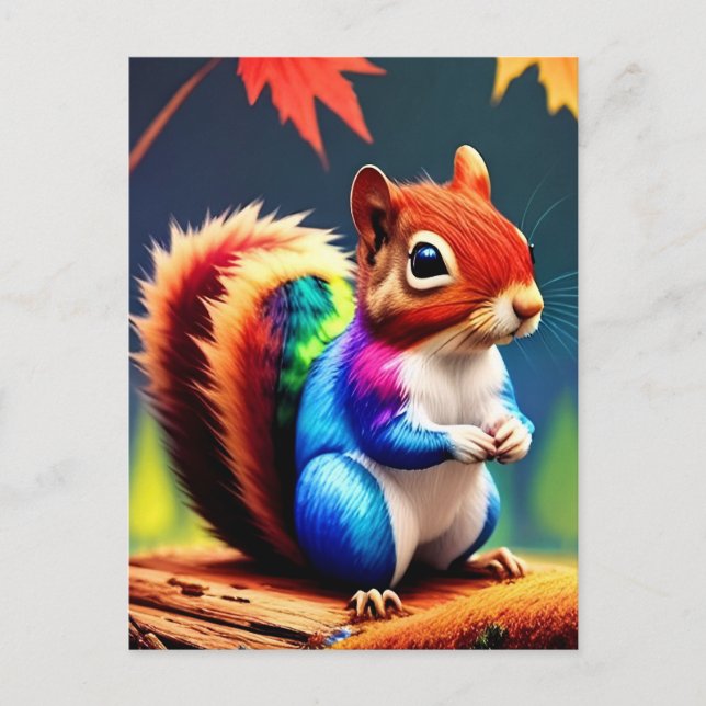 Cute Colourful Sitting Squirrel Postcard (Front)
